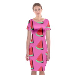 Fresh Watermelon Slices Classic Short Sleeve Midi Dress