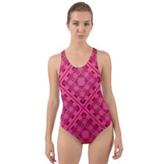 Pink Geometric  Cut-out Back One Piece Swimsuit by VeataAtticus