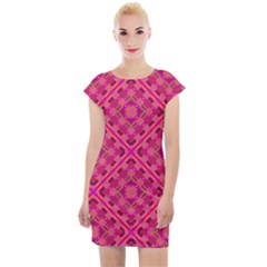 Pink Geometric  Cap Sleeve Bodycon Dress