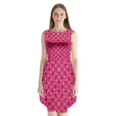 Pink Geometric  Sleeveless Chiffon Dress  