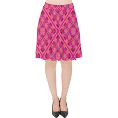 Pink Geometric  Velvet High Waist Skirt