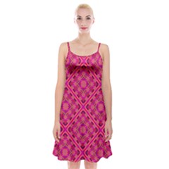 Pink Geometric  Spaghetti Strap Velvet Dress by VeataAtticus