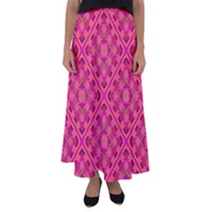 Pink Geometric  Flared Maxi Skirt