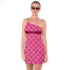 Pink Geometric  One Soulder Bodycon Dress by VeataAtticus