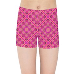 Pink Geometric  Kids  Sports Shorts by VeataAtticus