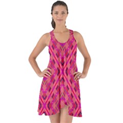 Pink Geometric  Show Some Back Chiffon Dress