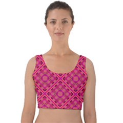 Pink Geometric  Velvet Crop Top