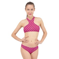 Pink Geometric  High Neck Bikini Set by VeataAtticus