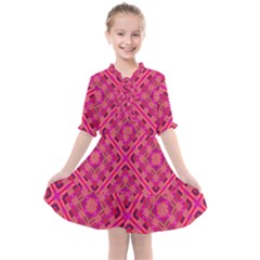 Pink Geometric  Kids  All Frills Chiffon Dress by VeataAtticus