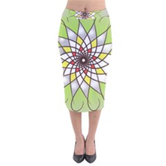 Mandala Model Figure Graphics Velvet Midi Pencil Skirt by Pakrebo