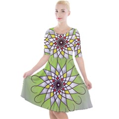 Mandala Model Figure Graphics Quarter Sleeve A-line Dress by Pakrebo