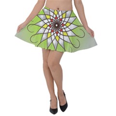 Mandala Model Figure Graphics Velvet Skater Skirt by Pakrebo