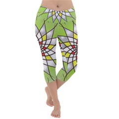 Mandala Model Figure Graphics Lightweight Velour Capri Yoga Leggings by Pakrebo