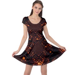 Fire Glass Fractal Cap Sleeve Dress by Pakrebo