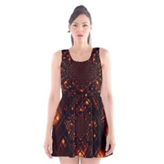 Fire Glass Fractal Scoop Neck Skater Dress by Pakrebo