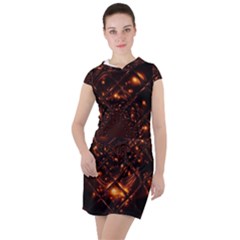 Fire Glass Fractal Drawstring Hooded Dress by Pakrebo