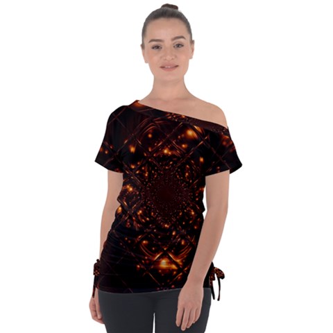 Fire Glass Fractal Tie-up Tee by Pakrebo