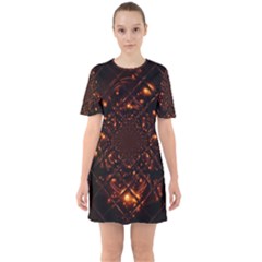 Fire Glass Fractal Sixties Short Sleeve Mini Dress by Pakrebo