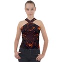 Fire Glass Fractal Cross Neck Velour Top View1