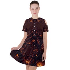 Fire Glass Fractal Short Sleeve Shoulder Cut Out Dress  by Pakrebo