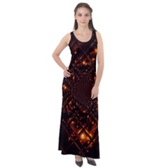 Fire Glass Fractal Sleeveless Velour Maxi Dress