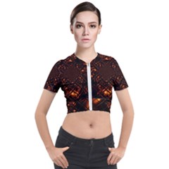 Fire Glass Fractal Short Sleeve Cropped Jacket