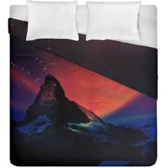 Matterhorn Switzerland Fantasy Aurora Duvet Cover Double Side (king Size) by Pakrebo