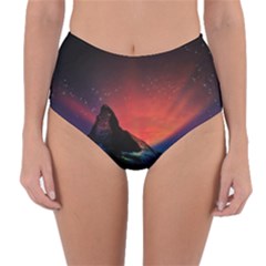 Matterhorn Switzerland Fantasy Aurora Reversible High-waist Bikini Bottoms by Pakrebo