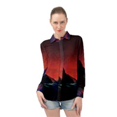 Matterhorn Switzerland Fantasy Aurora Long Sleeve Chiffon Shirt