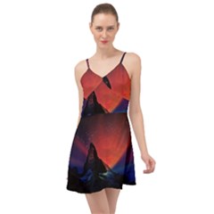 Matterhorn Switzerland Fantasy Aurora Summer Time Chiffon Dress