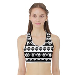 Ethnic Tribal Pattern Sports Bra With Border by Pakrebo