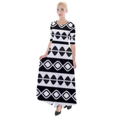 Ethnic Tribal Pattern Half Sleeves Maxi Dress