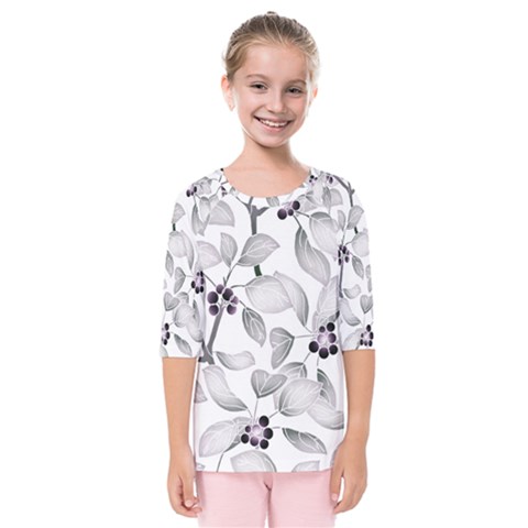 Floral Pattern Background Kids  Quarter Sleeve Raglan Tee by Pakrebo