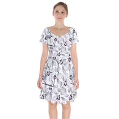 Floral Pattern Background Short Sleeve Bardot Dress by Pakrebo