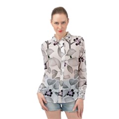 Floral Pattern Background Long Sleeve Chiffon Shirt