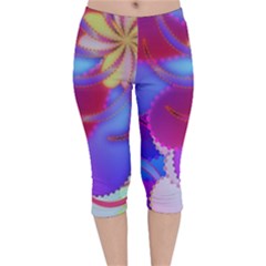 Colorful Abstract Design Pattern Velvet Capri Leggings  by Pakrebo