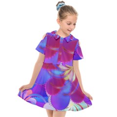 Colorful Abstract Design Pattern Kids  Short Sleeve Shirt Dress by Pakrebo