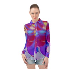 Colorful Abstract Design Pattern Long Sleeve Chiffon Shirt