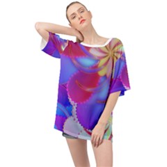 Colorful Abstract Design Pattern Oversized Chiffon Top