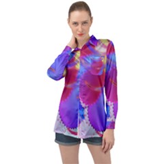 Colorful Abstract Design Pattern Long Sleeve Satin Shirt