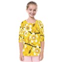 Floral Pattern Background Yellow Kids  Quarter Sleeve Raglan Tee View1