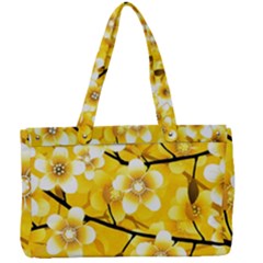 Floral Pattern Background Yellow Canvas Work Bag