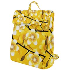 Floral Pattern Background Yellow Flap Top Backpack