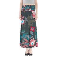 Floral Pattern Background Art Full Length Maxi Skirt by Pakrebo