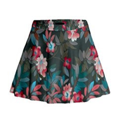 Floral Pattern Background Art Mini Flare Skirt by Pakrebo