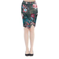 Floral Pattern Background Art Midi Wrap Pencil Skirt by Pakrebo