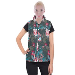 Floral Pattern Background Art Women s Button Up Vest by Pakrebo