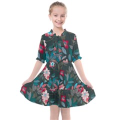 Floral Pattern Background Art Kids  All Frills Chiffon Dress