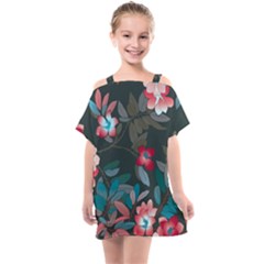 Floral Pattern Background Art Kids  One Piece Chiffon Dress