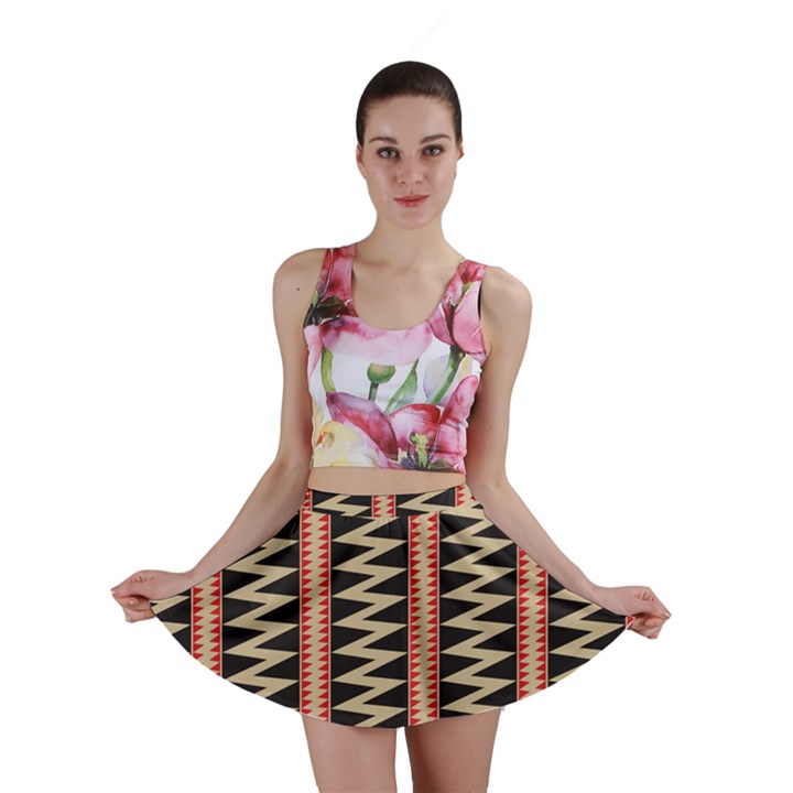 Zigzag Tribal Ethnic Background Mini Skirt